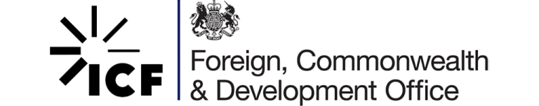 The UK Foreign, Commonwealth & Development Office logo includes a crown and bold text.