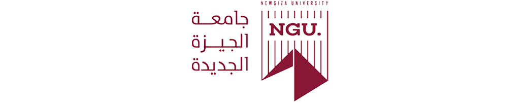 Logo of New Generation University (NGU) featuring Arabic text beside a stylized maroon pyramid shape.