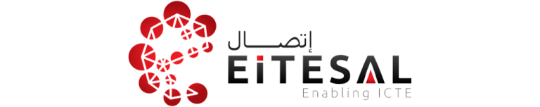 The "EITESAL" logo uses red interconnected shapes to represent technology and communication.