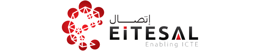 The "EITESAL" logo uses red interconnected shapes to represent technology and communication.