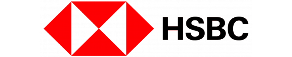 The HSBC logo includes a red hexagon with triangles and bold "HSBC" text.